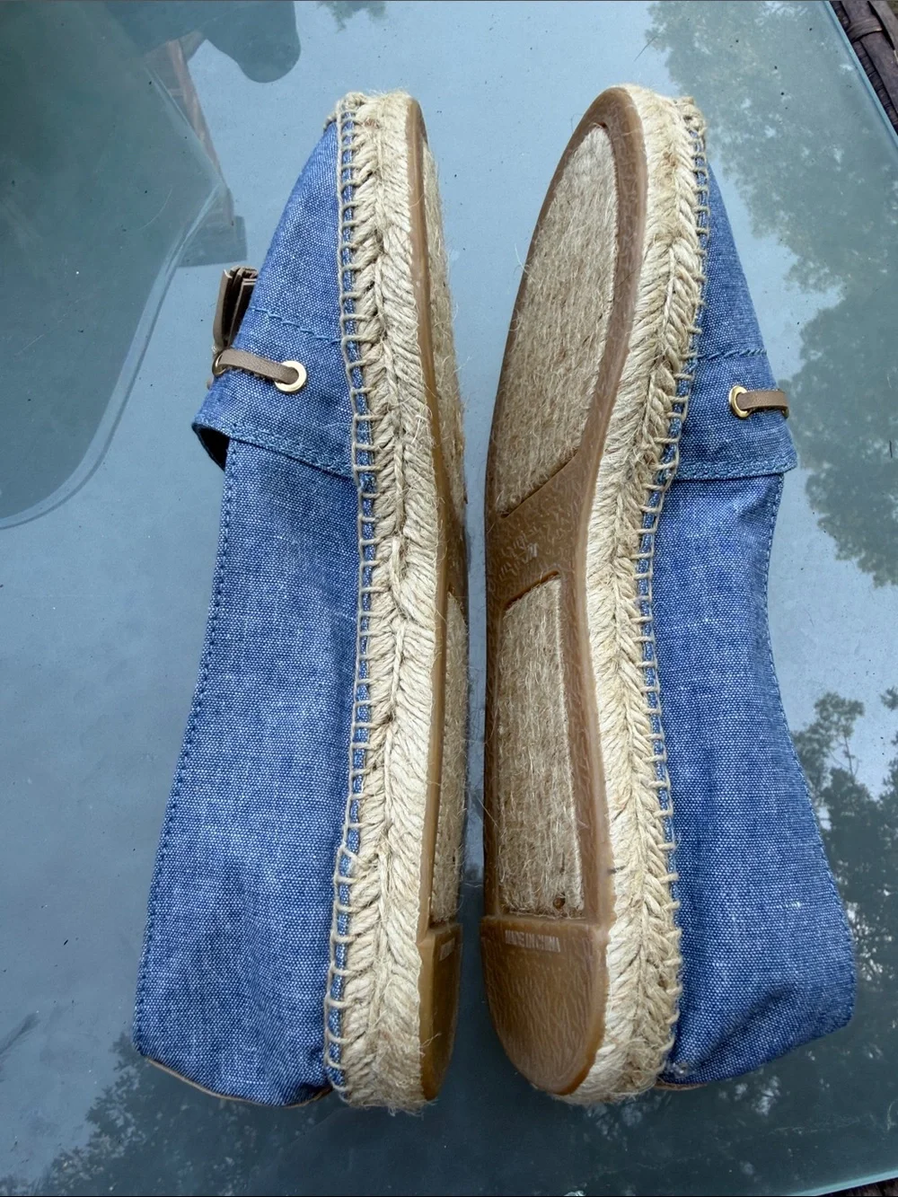 Talbots Blue Espadrille Flats with Tan Tassels Like New !  Size 7